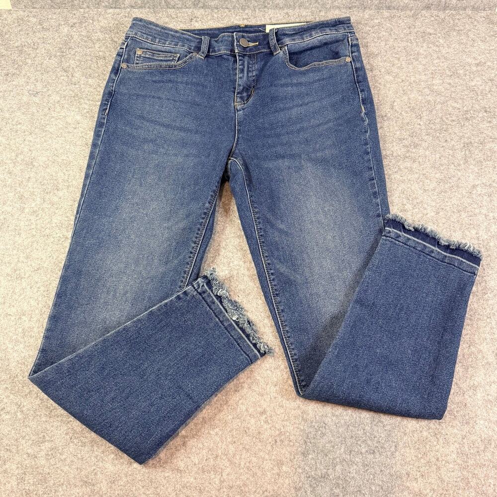 VINCE CAMUTO WOMEN’S SIZE 28/6 BLUE RAW HEM STRAIGHT LEG JEANS